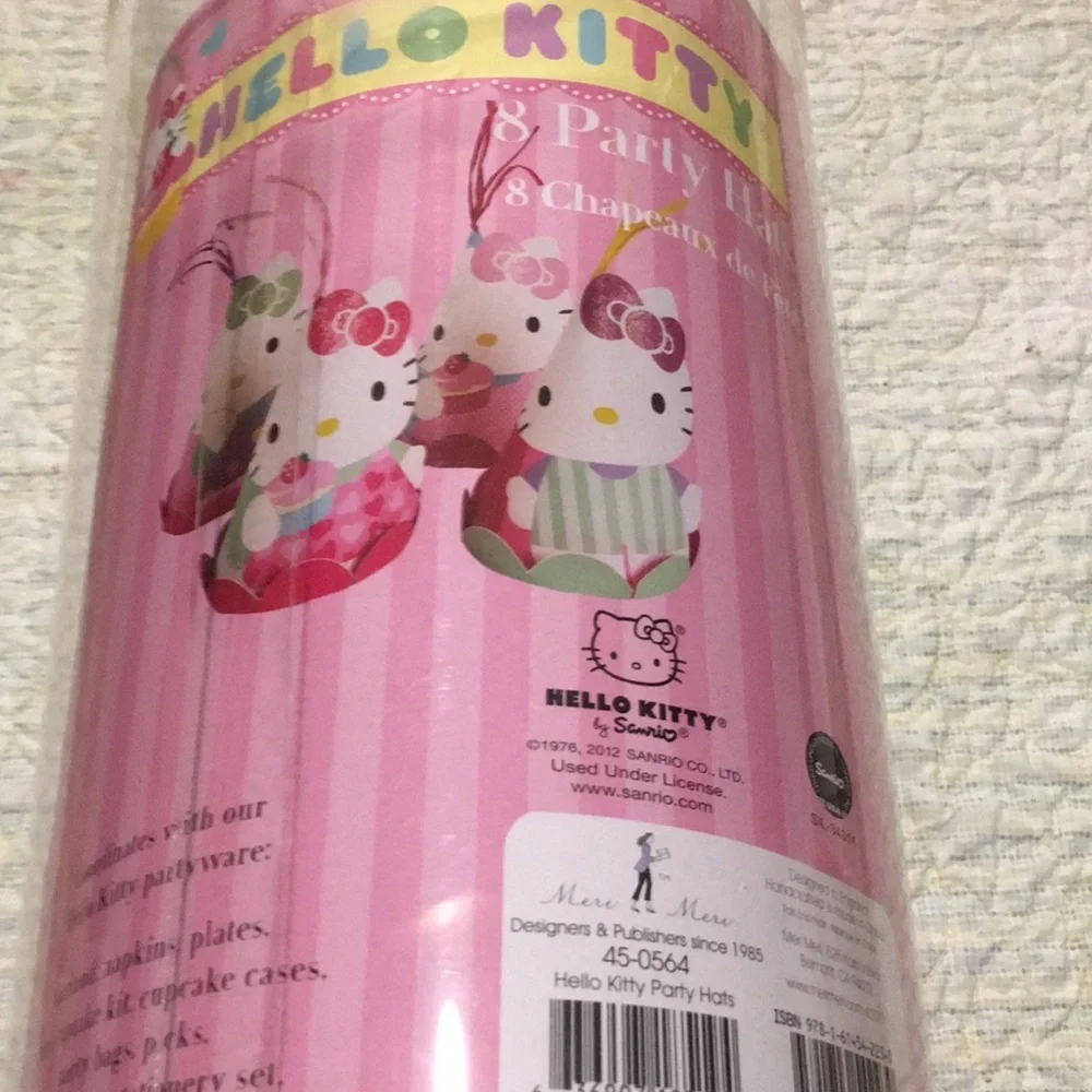 Hello Kitty 8 party hat set NEW 3 D hats with sparkle tops & ribbon tassel Cute
